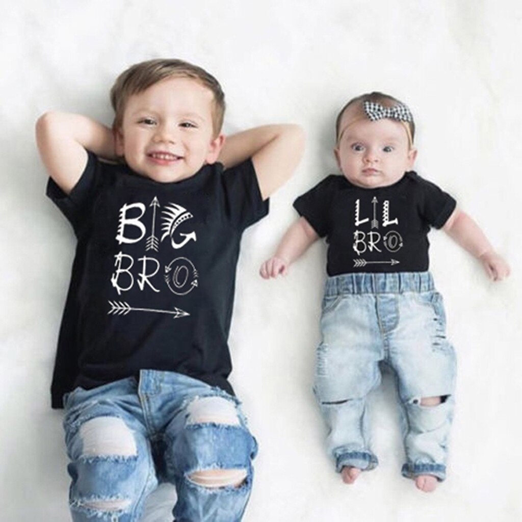 Kleinkind Baby Jungen groß Bruder knapp Gedruckt Kurzarm T-Shirt Spitzen Bluse Neue Jahr Für freundlicher Sommer Kleidung freundlicher # Y