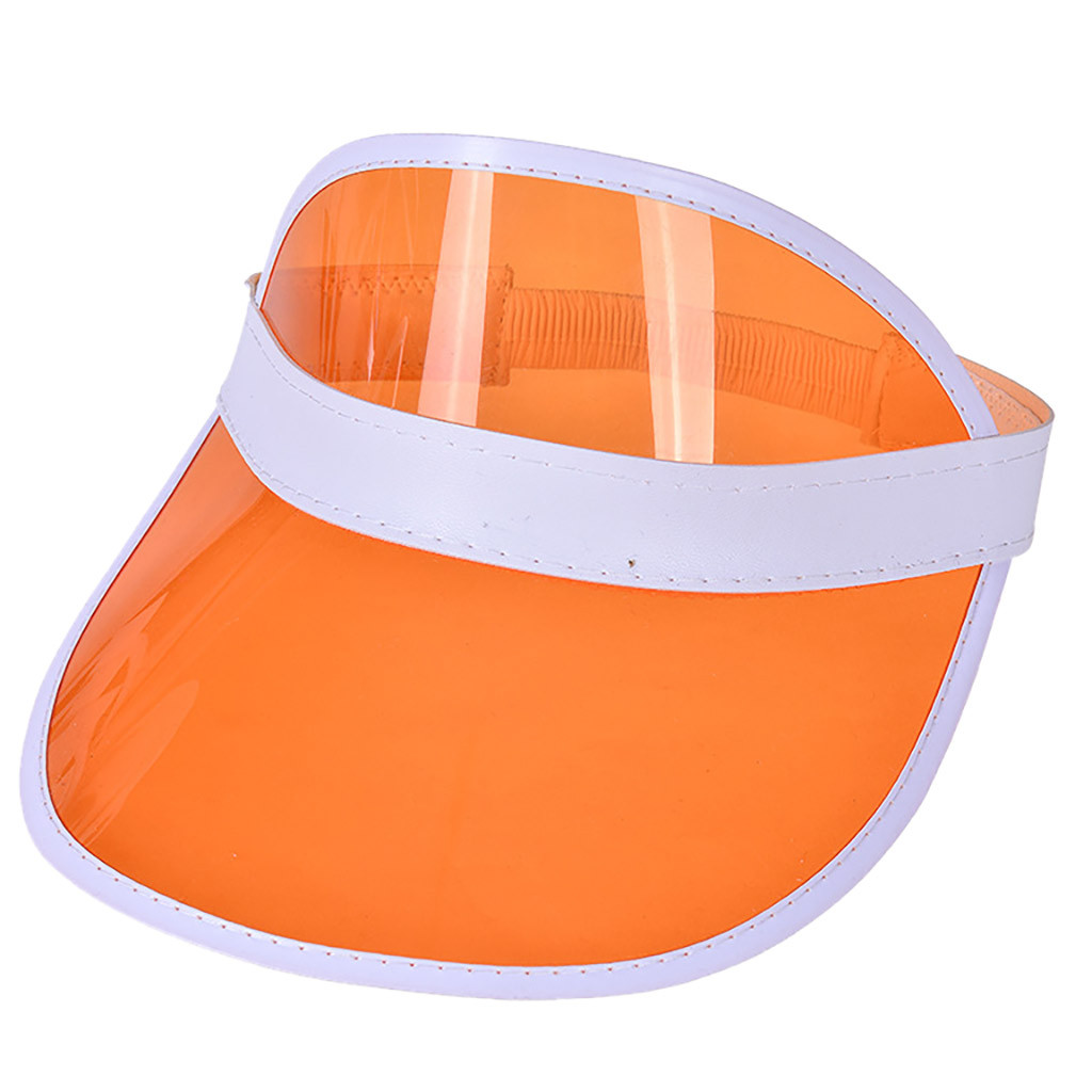 Visera transparente para hombre y mujer, visera transparente para de verano, gorra de plástico de Pvc transparente para adultos, visera, sombrero de sol Unisex para exteriores #10: Orange