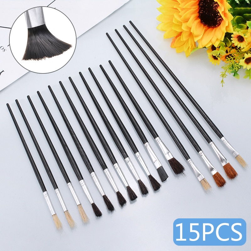 15 Pcs Kunstenaars Zachte Penselen Set Kleine & Grote Ronde Getipt Art Schilderij Borstel Kit Olieverf Gouache Aquarel supply