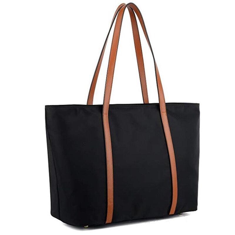 Tote for kvinner skinn nylon skulderveske dame oxford stor kapasitet work fit 15.6 tommer