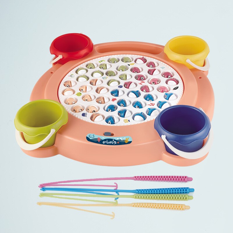 Kids Elektrische Roterende Vissen Speelgoed Play Game Muzikale Vis Plaat Set Magnetische Buitensporten Speelgoed Grappig Voor Kinderen: Non-magnetic pink