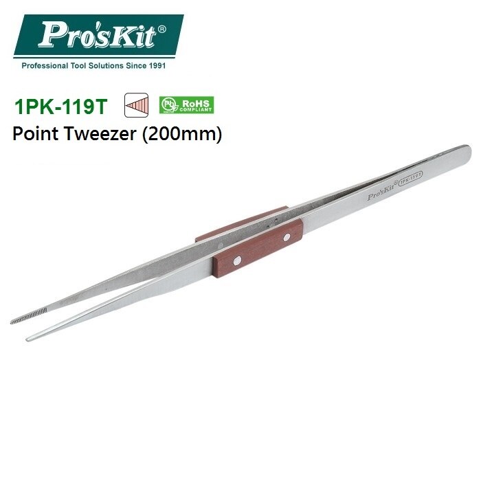Pro'sKit Reverse Action Tweezer Magneticable With fiber handle Self-Gripping Precision Repair Tool