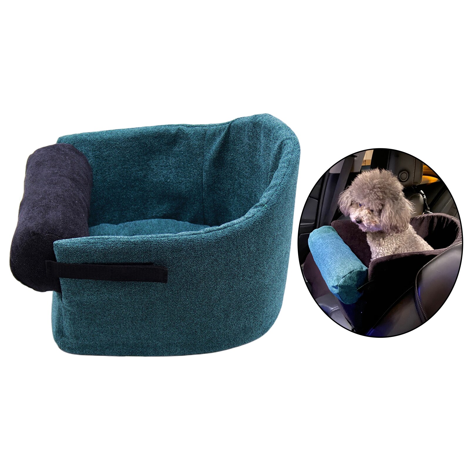 VEVOR Console hondenautostoeltje, middenconsole hondenverhoger voor kleine hond, autozitje voor autoarmleuning met clip-on riem, verstelbare riemen, ondersteunt tot 3,6 kg, lichtbruin