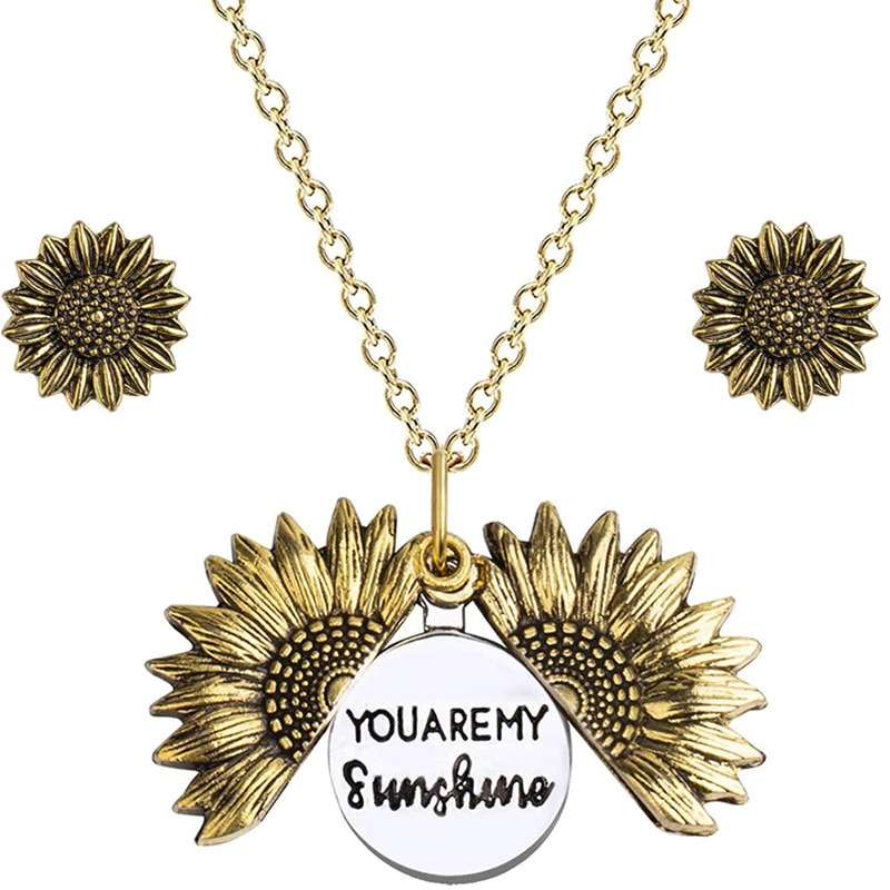 You Are My Sunshine-collares de girasol para mujer, cadena larga de Color rosa dorado y plateado, flor de sol, colgante femenino, joyería