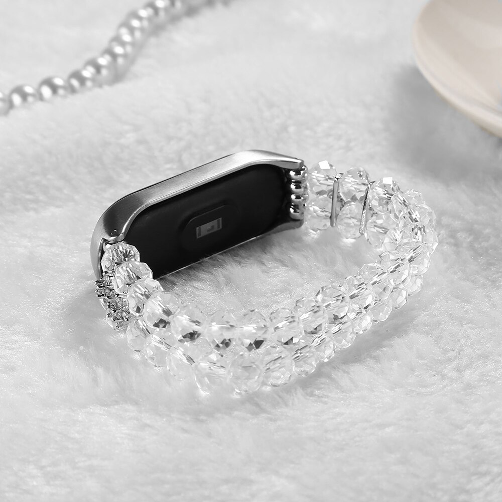 Luxe mi band 5 bandjes sieraden armband voor xiaomi mi band 4/3 correa dressy bandjes vervangende kristal dames meisjes pulsera roze: Wit / Mi-band 4 3