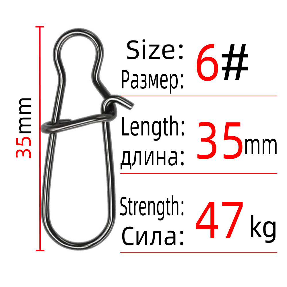 Dndyuju 30-50 Stuks Rvs Vissen Snap Verslaafd Snap Pin Fastlock Clip Rolling Swivel Accessoires Barrel Swivel Lokken haak: 30pcs / 1185 Size 6