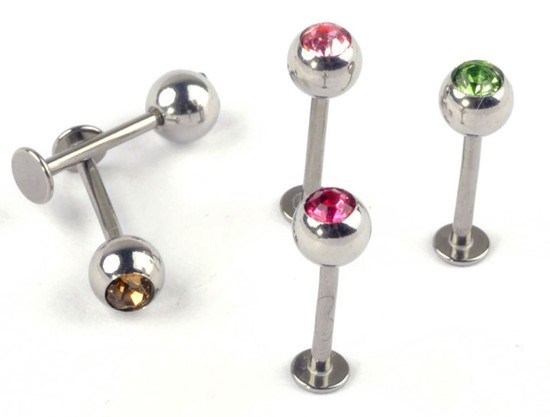 10pc 1.2*8*4mm Ball 16G Labret Lip Chin Ring Bar Stud Stainless Steel Tragus Body Piercing Punk Eyebrow Nose Barbell Rings
