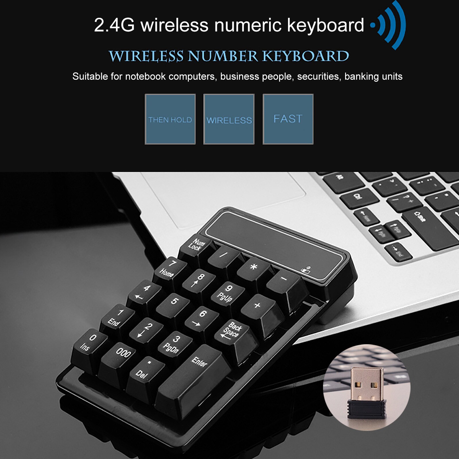 2.4G Wireless Numeric Keypad Bluetooth 4.0 Digital Keyboard Number Num Pad 19 Keys Numeric Keypad Portable