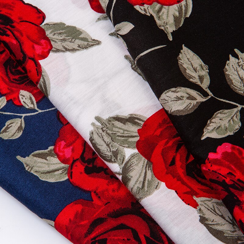 Tela de algodón de con estampado de rosas rojas, tejido fino de sarga, DIY, para hacer ropa de cama, colcha, decoración, hecho a mano, novedad de