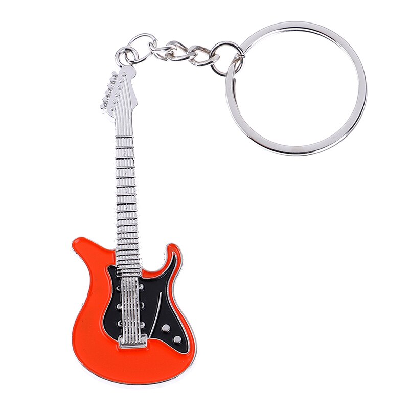 Metal elektrisk guitar mini nøglering nøglering nøglering guitar tilbehør: Orange