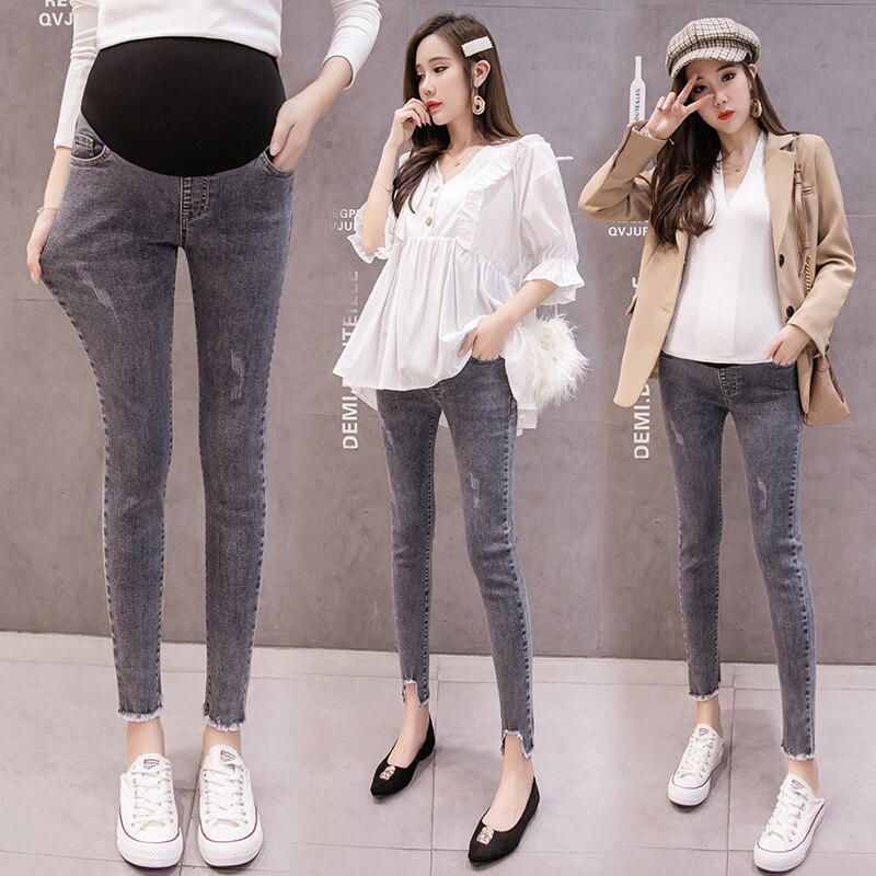 Jean slim pour femme enceinte et femme | En coton, à ourlet irrégulier, pantalon de bureau,