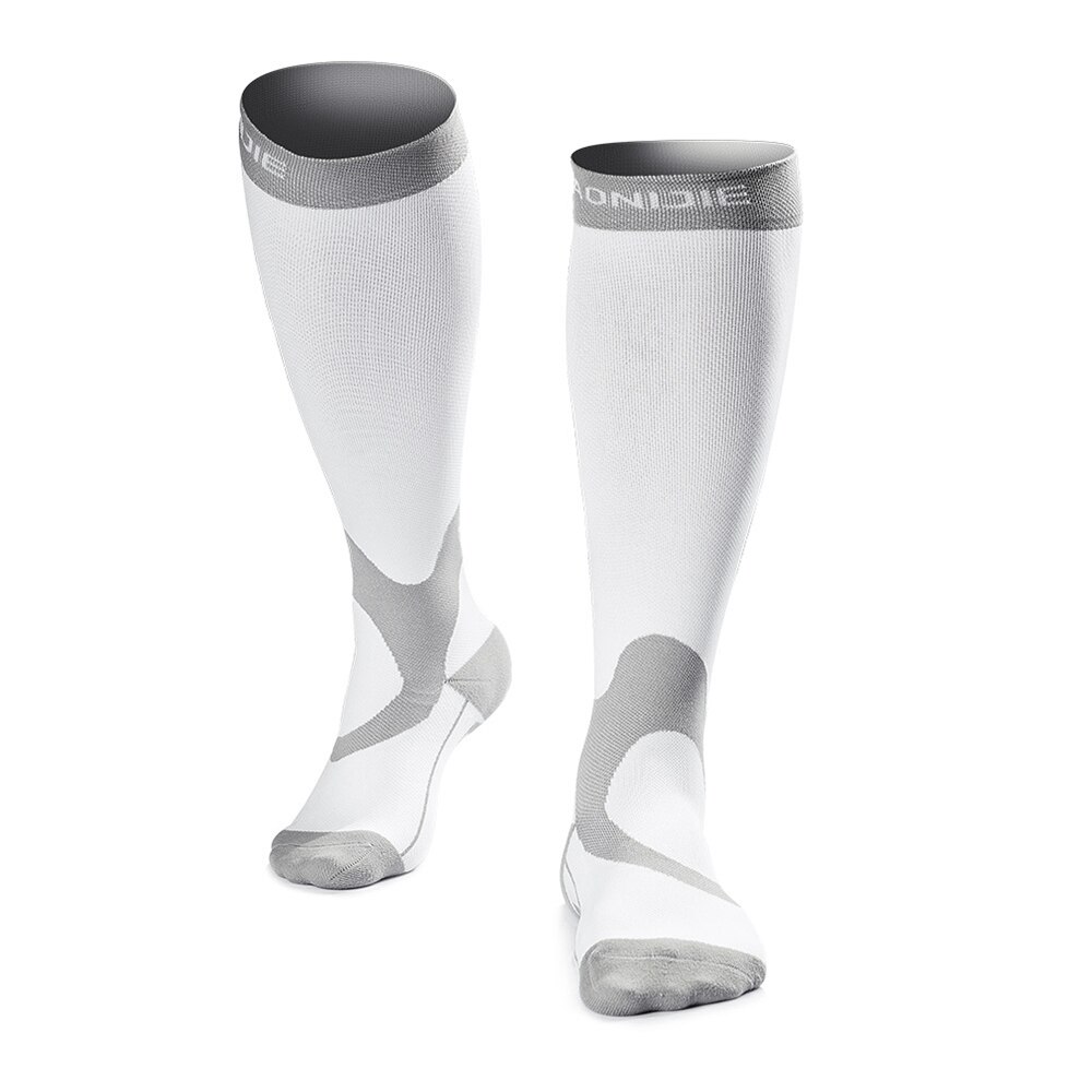 Graduated Compression Socks Men Women Running Marathon Hiking Recovery Stocking Sports Nursing Long Socks: White / S