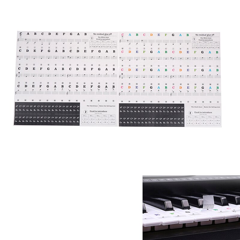 Teclado de piano eletrônico som nome adesivos etiqueta chave piano stave música decalque etiqueta nota etiqueta 49 54 61 88 teclas