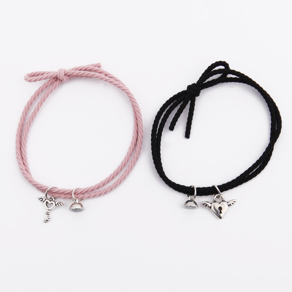 2 pz/set cuore magnetico attraente coppia bracciale ciondolo gioielli belli Charms braccialetto corda braccialetti per le donne e gli uomini
