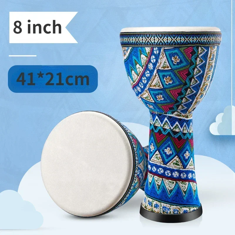 Tambour africain 8 pouces tambour djembé africain sculpté à la main en bois massif peau de chèvre Instrument de musique africain traditionnel: green