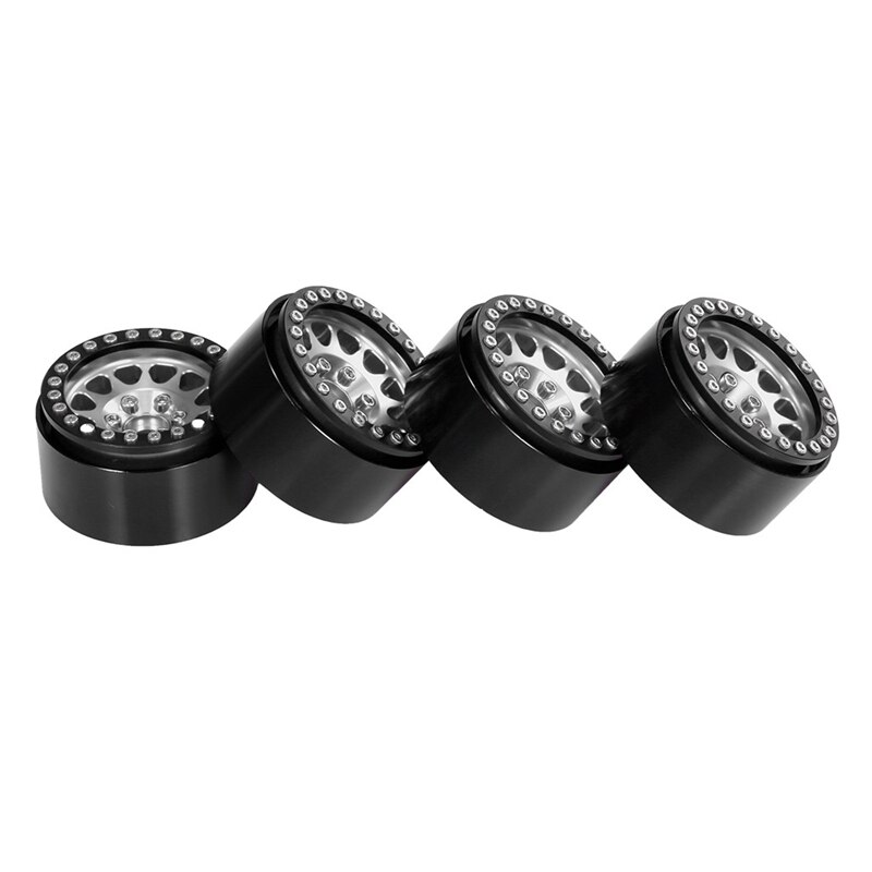 4 PEZZI di Metallo 1.9 Beadlock Ruota Mozzo del Cerchio per 1/10 Traxxas Hsp Redcat Rc4Wd Tamiya assiale SCX10 D90 HPI RC auto Pezzo di Ricambio: nero