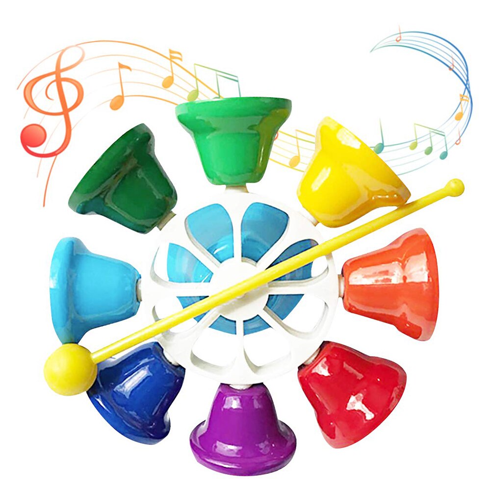 Musical Hand Bell 8 Note Diatonic Metal Hand Bells Set Early Hand Percussion Bell Instrument Toy For Kids Musical Teaching