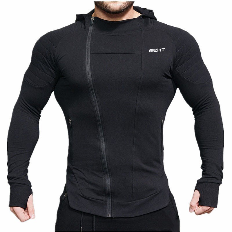 Shark bay mærke fitnesscentre mærke sweatshirt herre hættetrøjer vinter solid hættetrøje herre hip hop frakke pullover herre afslappede træningsdragter: Xl / Hætte 2