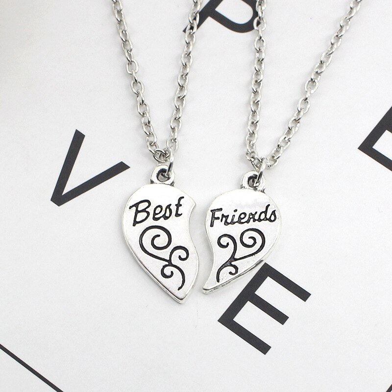 Beste Vrienden Stiksels Letters Hanger Ketting Hart Vorm Charm Vrouwen Mannen Sieraden Ketting