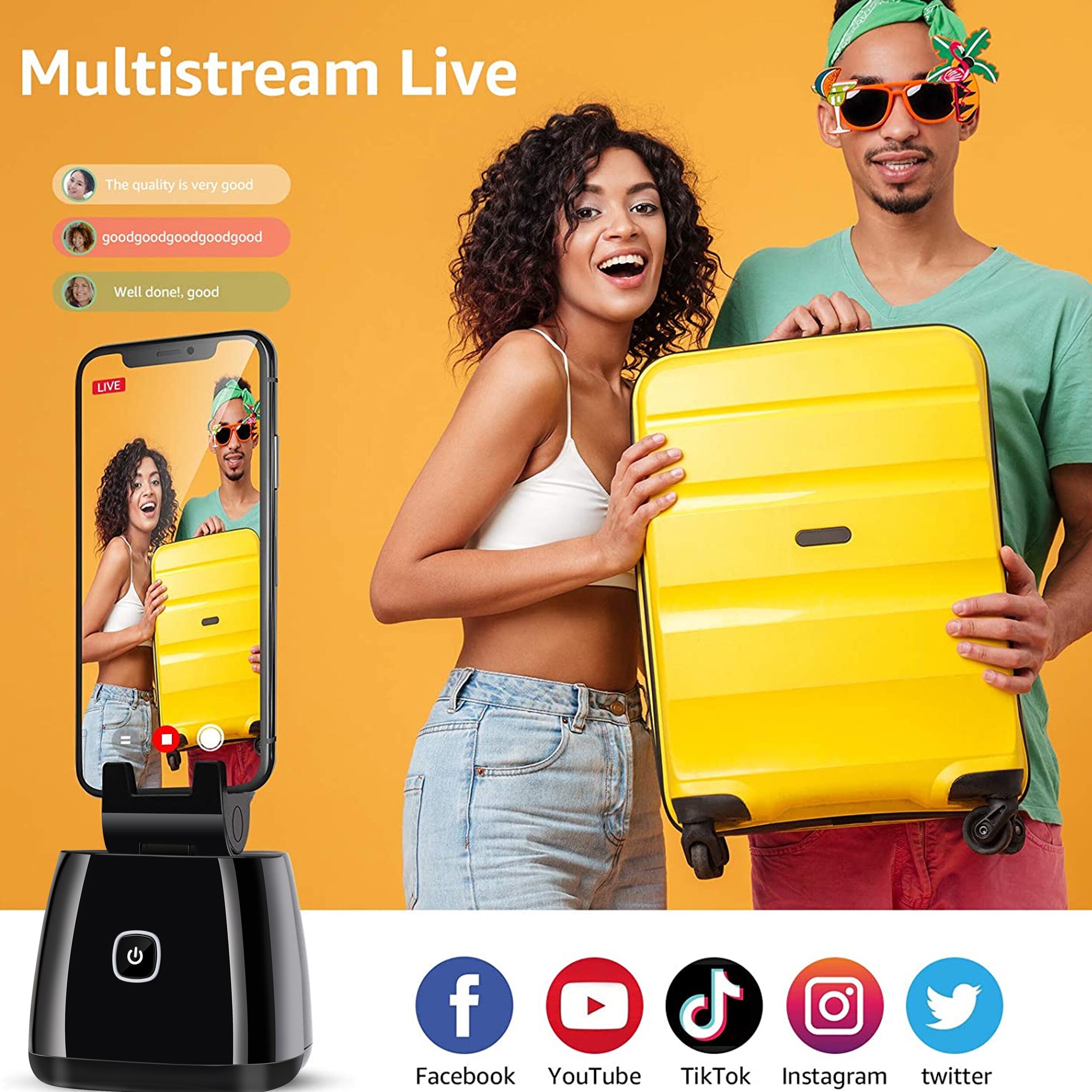 Capture Genie auto smart shooting selfie stick 360 rotation phone holder ai face tracking gimbal camera mount for video vlog