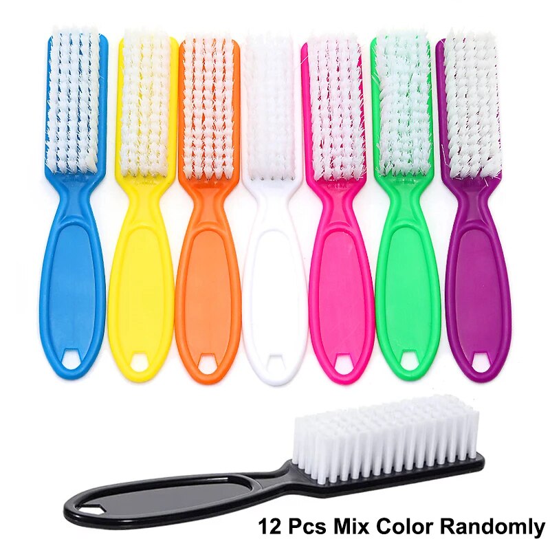 4/6/12 Uds cepillo de limpieza de uñas de Color mango de plástico agarre cepillo multifuncional limpieza fregado pedicura para manicura de dedos de los pies