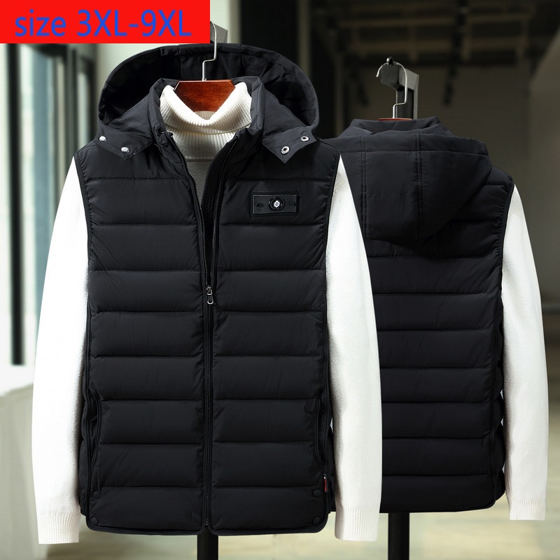 Nouveauté rembourré coton gilet hommes automne hiver décontracté imprimer lâche sweat à capuche sans manches hommes gilet grande taille XL-6XL 7XL 8XL 9XL