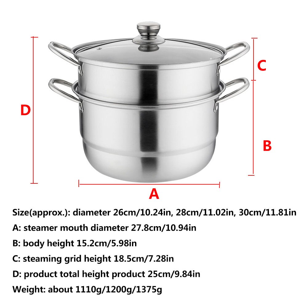 Stainless Steel two layer Steamer pot Soup Steam Pot Cooking Pots for Induction Cooker Gas Stove steam pot Kitchen Cookware
