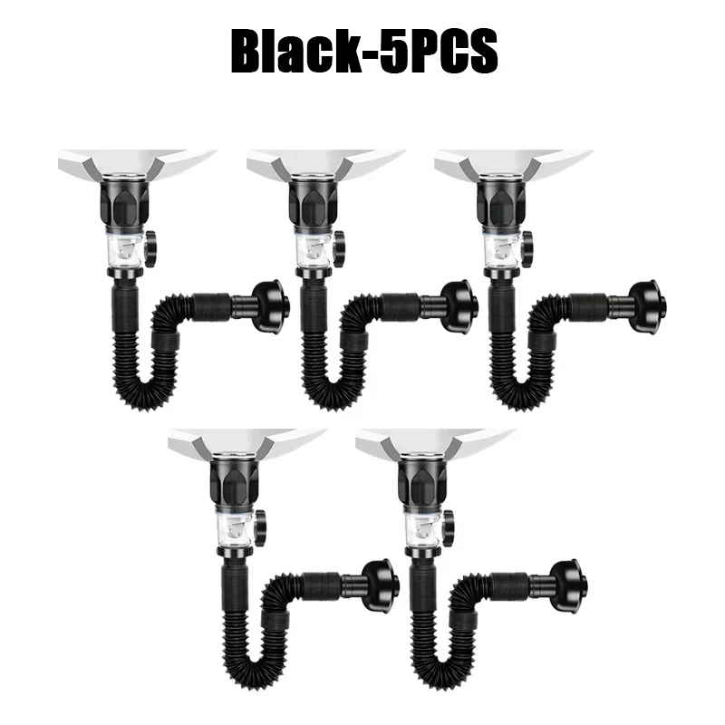 Kitchen Sink Drain Hose Basin Odor Isolation Drain Sink Wash Basin Universal Horizontal and Vertical Drain Pipes Accessories: Light Grey