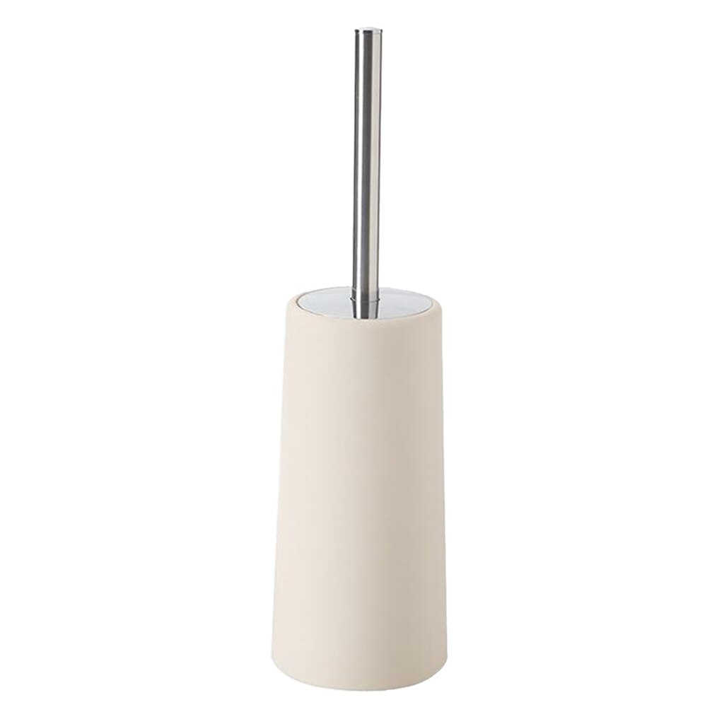 Toilet Brush &amp; Holder Set Cleaning Modern Lavatory Brush with Long Handle &amp; Lid: Beige