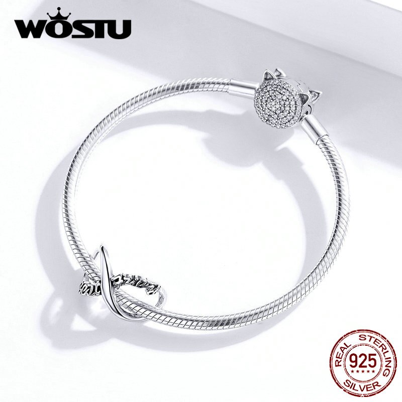 Wostu Infinity Liefde Kralen 925 Sterling Zilver Beste Vriend Charms Fit Originele Armband Hanger Vriendschap Sieraden CQC1344