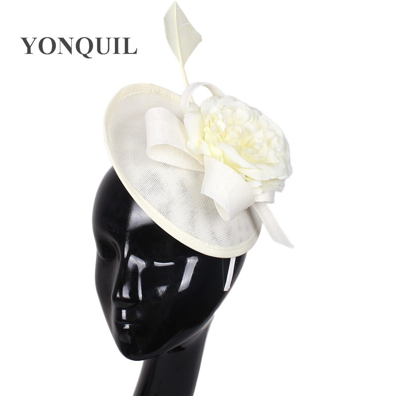 ivory fascinator hat headband women headpiece bridal mariage chapeau cap handmade flower chic millinery