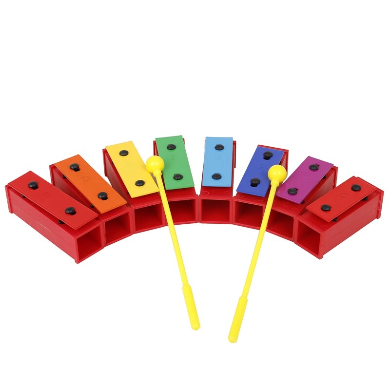 Xylofoon Glockenspiel 8 Notes Chromatische Resonator Bells Met Geel Case