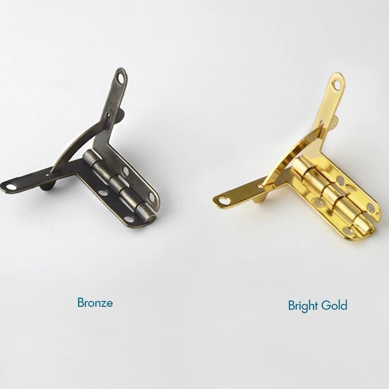 2 Teile/los Frühling Scharnier 90 Grad Winkel Unterstützung Scharnier Kleine Kasten Scharniere für Schmuck fallen Holz Deckel Tür Schließen-helle Gold, Bronze-
