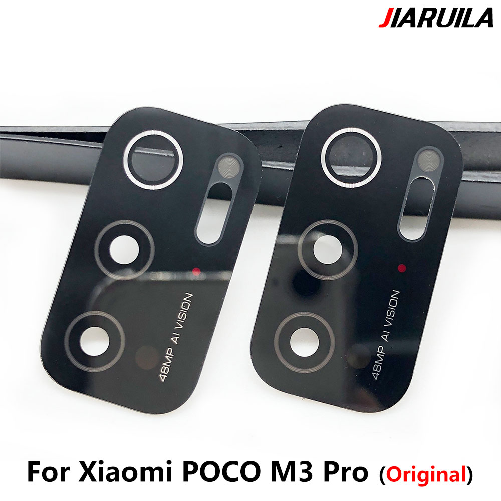 100% Originele Rear Back Camera Glas Lens Cover Voor Xiaomi Poco M3 M3 Pro Met Ahesive Sticker