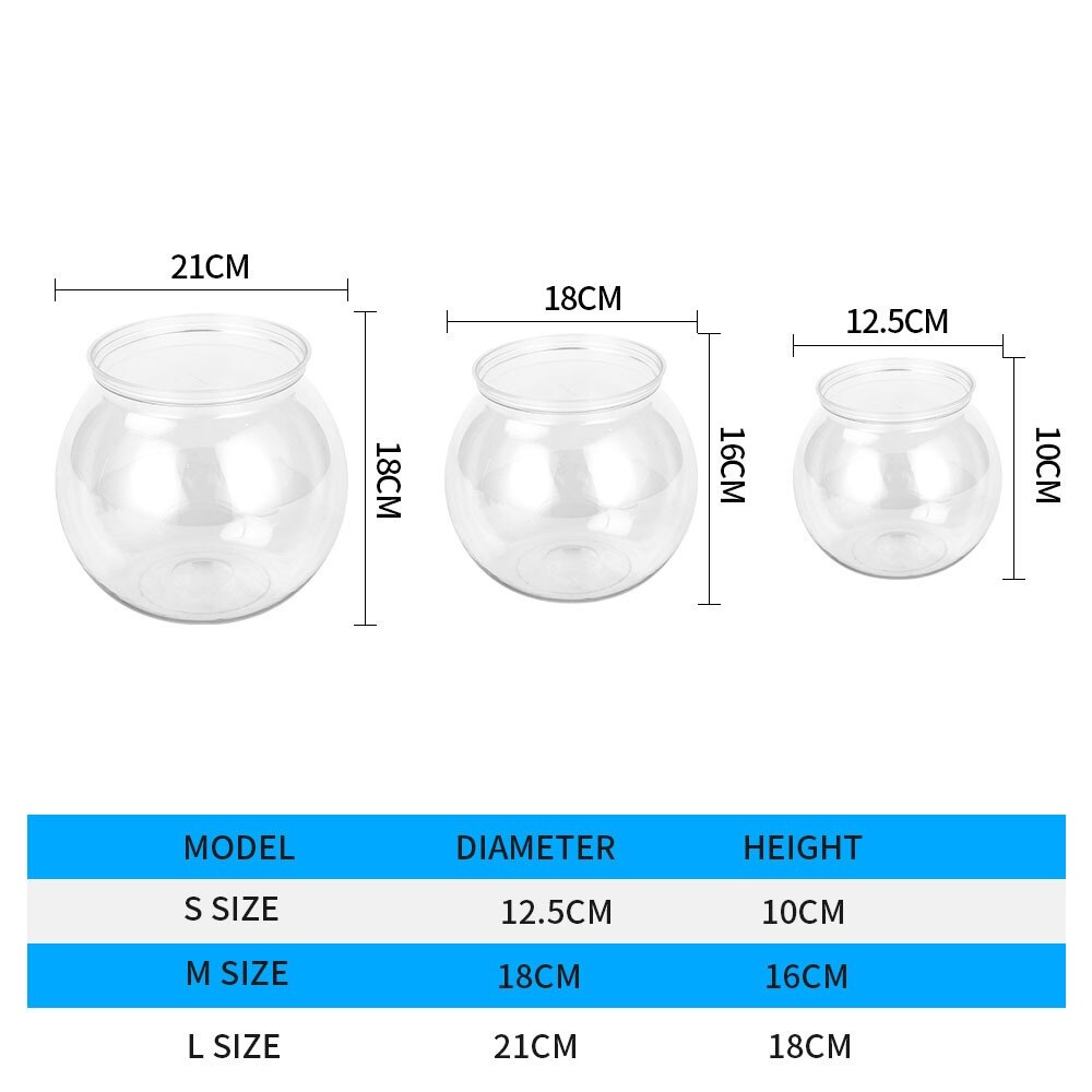 Petit aquarium Super blanc aquarium Transparent en plastique boule ronde aquarium salon bureau ménage Anti-chute or poisson