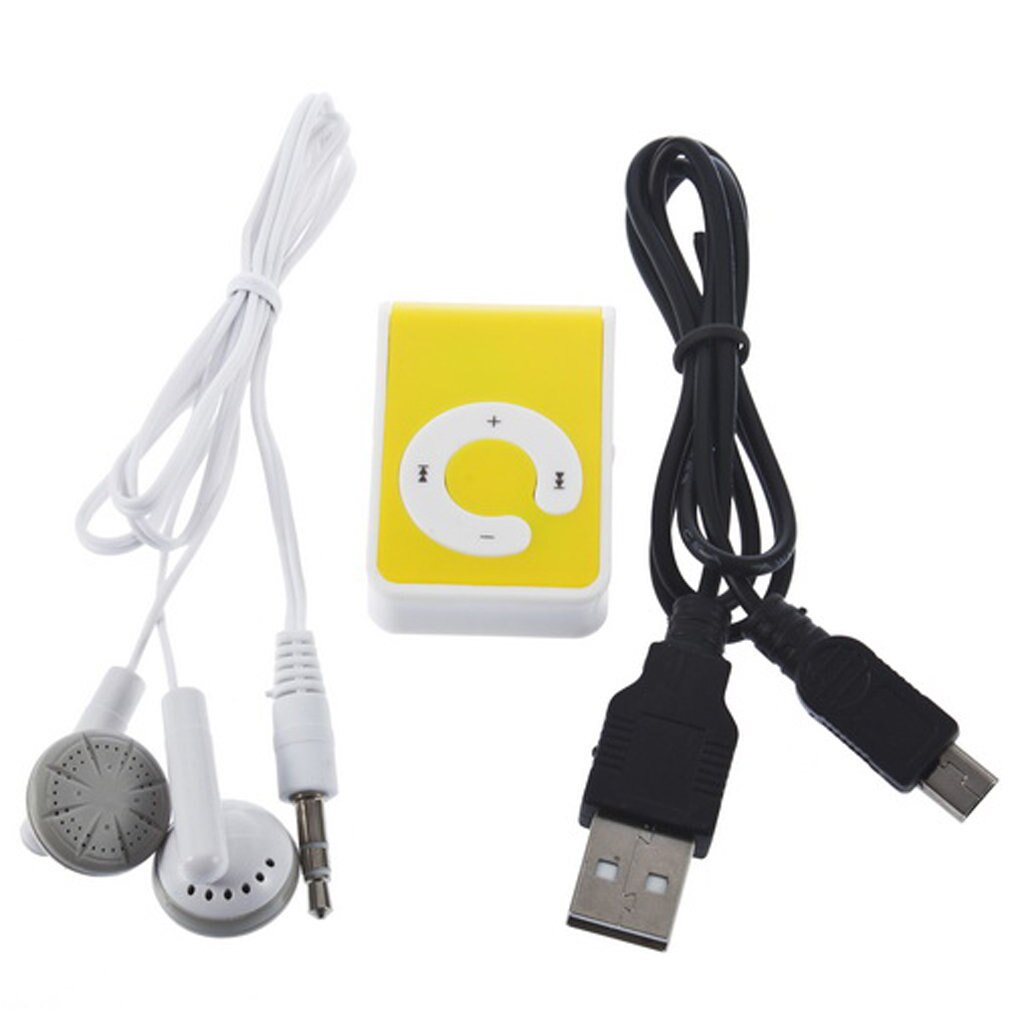 Lecteur MP3 Mini pince USB prenant en charge jusqu'à 1 go 2 go 4 go 8 go carte Micro SD TF: yellow