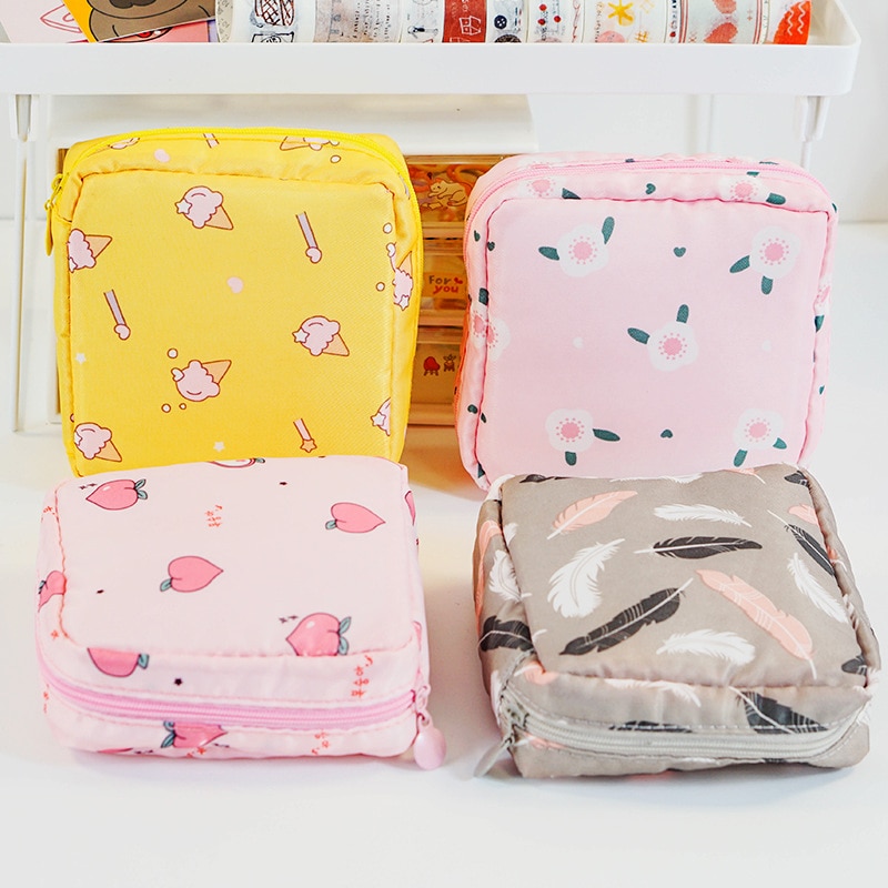 Opbergtas Organizer Hoofdtelefoon Case Sanitaire Credit Kaarthouder Meisje Maandverband Zak Servet Handdoek Portemonnee Cosmetica
