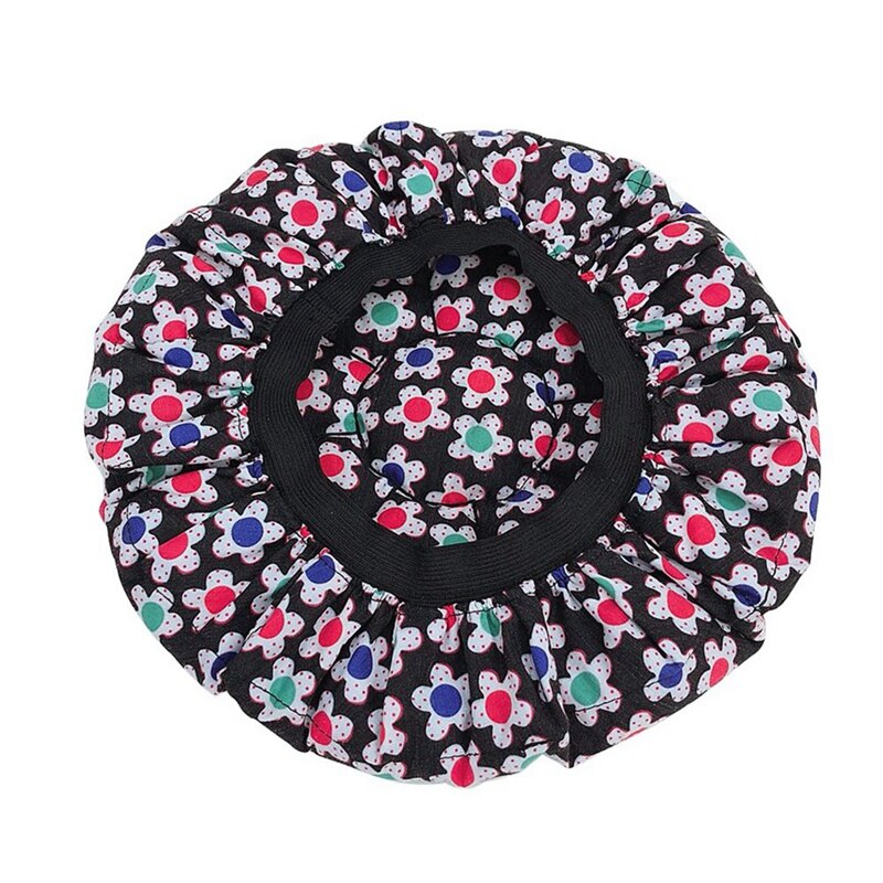 2 unidades de gorro de calor para acondicionamiento profundo, gorro de calor microlavable para cabello de acondicionamiento profundo, seguridad para el cabello de SPA-Color Floral y negro