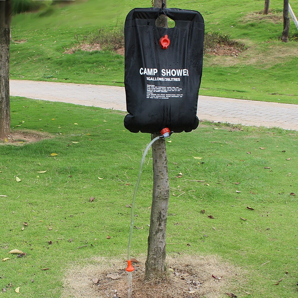 Bolsa de agua plegable de PVC con energía Solar, bolsa de ducha para acampar al aire libre, viaje, senderismo, escalada, barbacoa, Picnic, almacenamiento de agua, 20L
