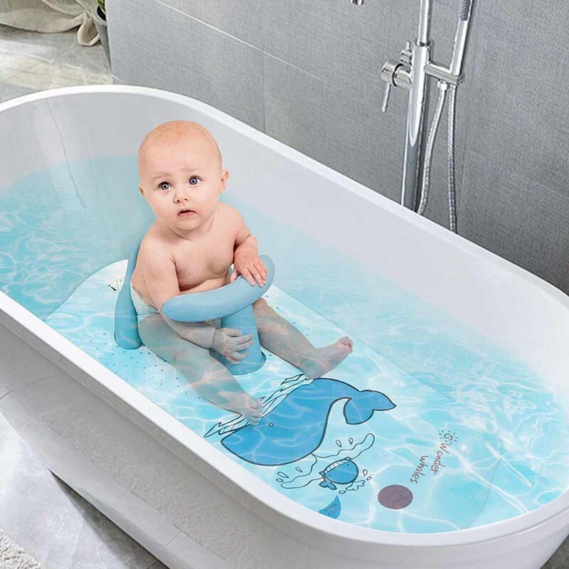 Baby badematte med baby dusj sete badekar pute rygg støtte sklisikker sikkerhet komfortabel bad stol