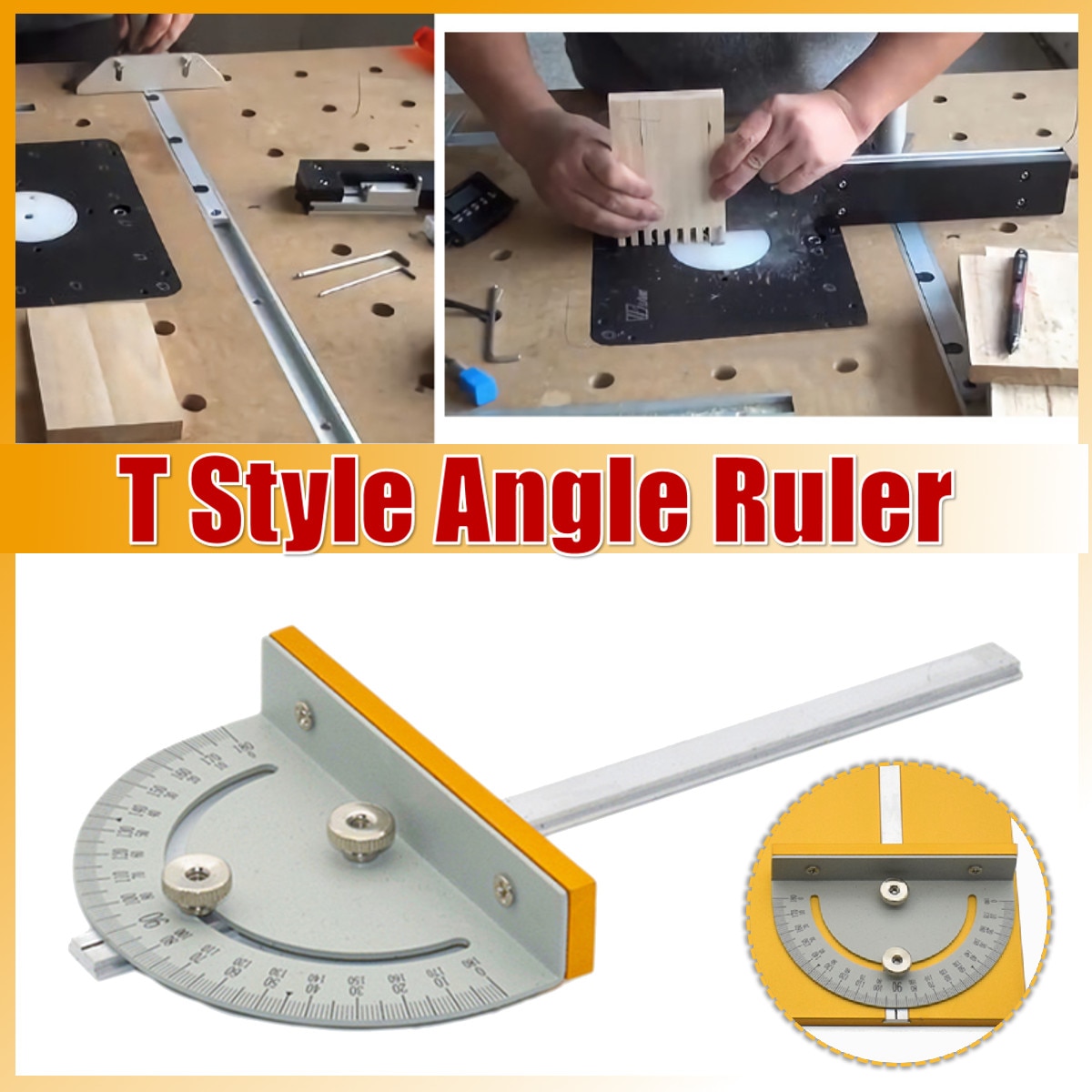 Mini bordsav cirkelsav bord geringsmåler diy træbearbejdningsmaskiner t-stil vinkel lineal med 180mm håndtag