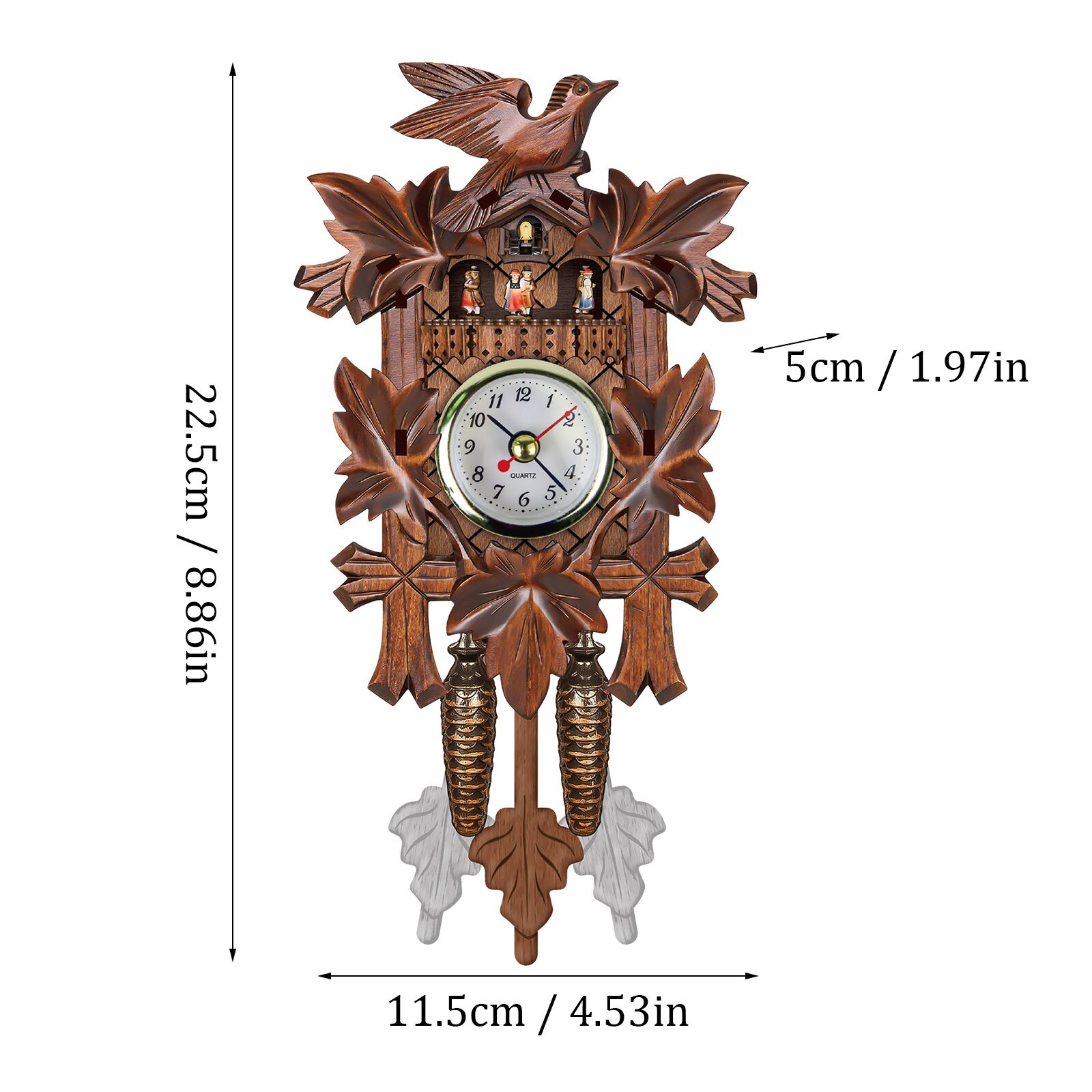 Kintrot – horloge murale à Quartz en bois, pendule, décoration de maison en forêt noire: B