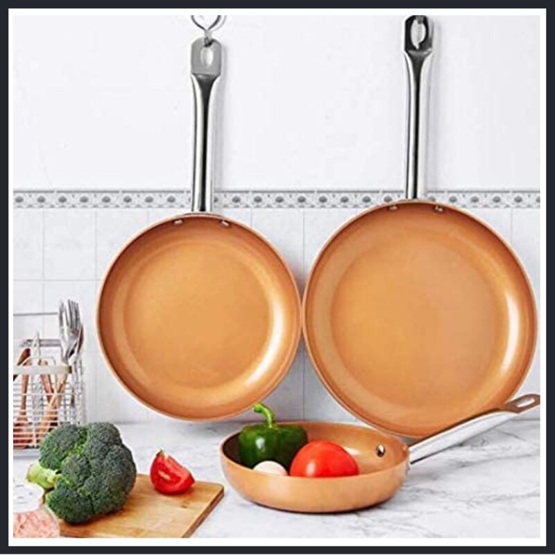 MB TECH Sarten Antiadherente de Cobre Cacerola Articulo de Cocina Apta para Induccion, Electricas, Vitroceramica, Gas y Horno Varias Medidas 20cm 24cm 28cm