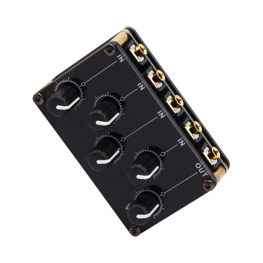 Mini 4 Channel Stereo Line Mixer 4in1out for Live Studio Recording Portable Passive Analog Audio Sound Mixing Console Low Noise