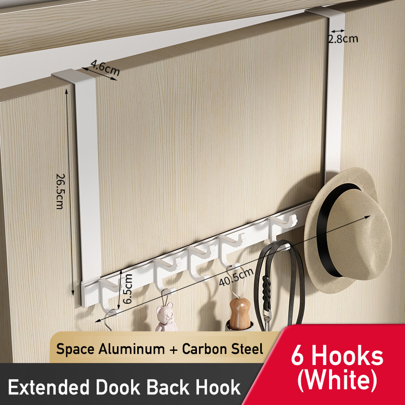 Metal dørbøjle til hjemmet køkken badeværelse bruserum over døren kroge aftagelig tøj frakkeophæng opbevaring organisering: Elfenben