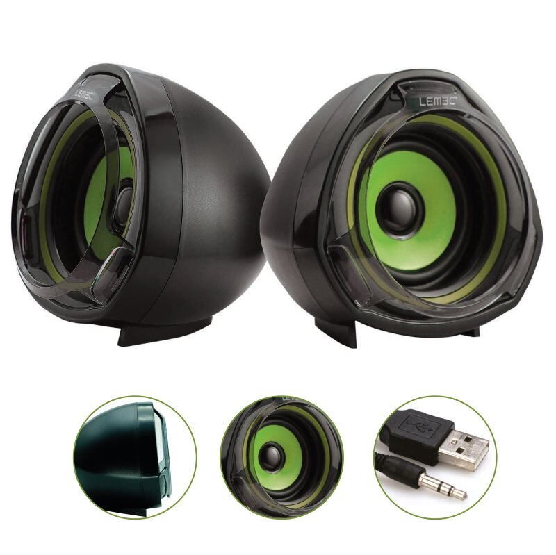 Lemec. Gaming Clout. Altavoces Compactos para juegos. Conector Jack 3,5mm.Compatible Windows y Mac. Negro/Naranja.10x10x10 cm: Verde