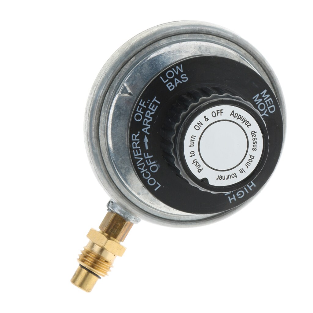 1'-20UNF Propane Gas Tank Regulator Control Valve Low Pressure, BBQ Grill Burner Fryer, Zinc Alloy