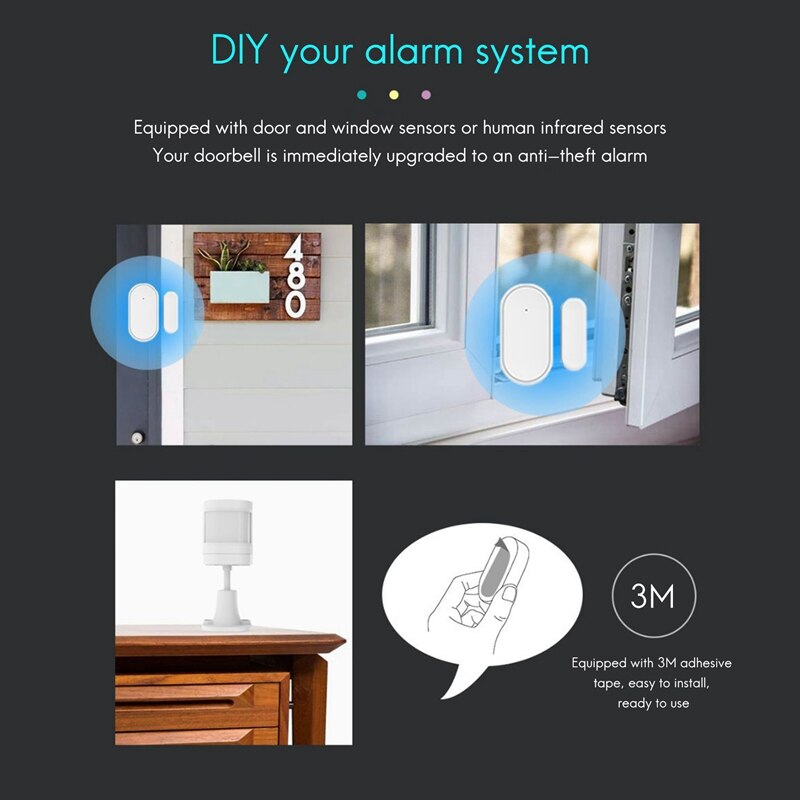 Wireless Doorbell APP Wifi Doorbell Intelligent Welcome Home Alarm System 433Mhz 300M Remote Smart Doorbell EU Plug