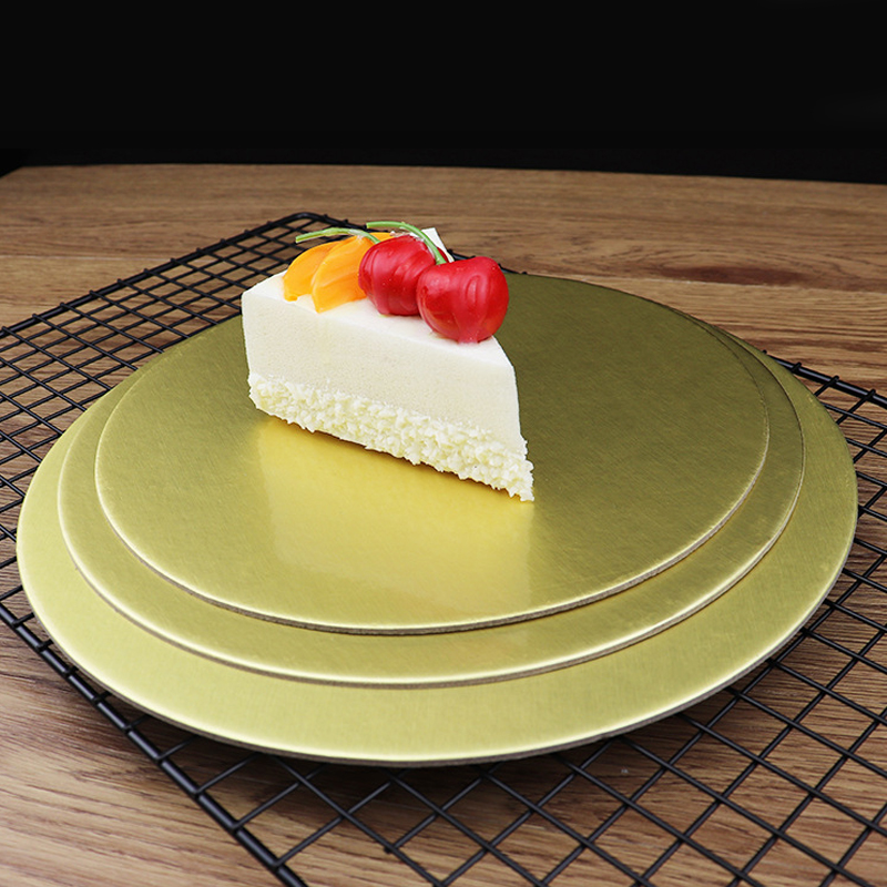 Cartón para pastel de 10-30CM de diámetro, Base de cartón circular disponible, tablero redondo recubierto dorado o plateado, bandeja para postre y pasteles