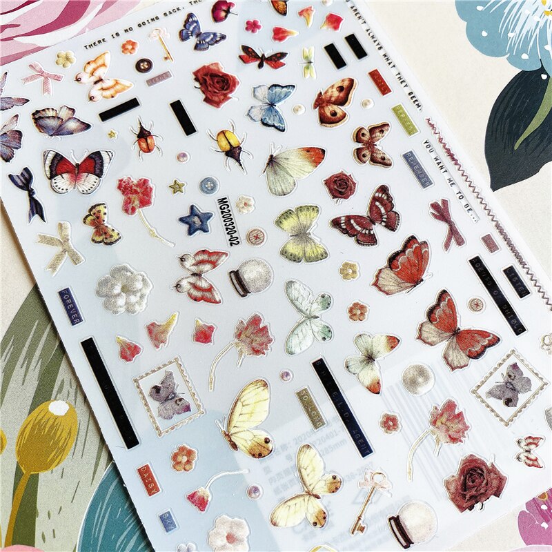 Mg200320-05 kleurrijke vlinders, zwevende vlinders, 3d lijm op de achterkant, nagelsticker, nageldecoratie, nagelkunst, nagelversiering: Mg200320-02